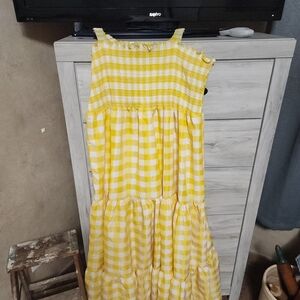 Yellow Gingham Ladies Dress
